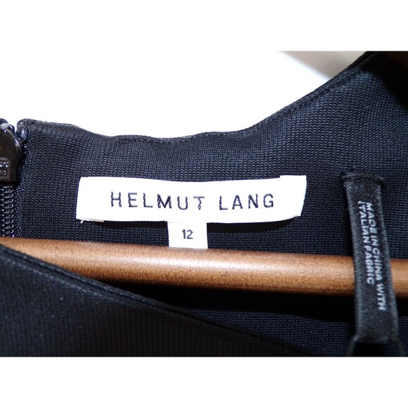New Helmut Lang Womens Twisted Mini Tank Dress Double Needle Rib Black Size 12 - Picture 4 of 5
